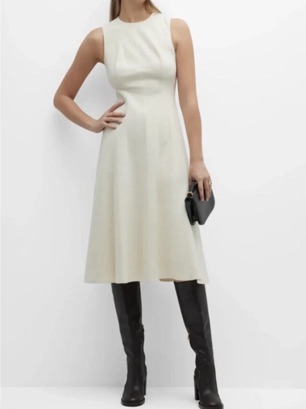 Vince Cream Sleeveless Midi Dress